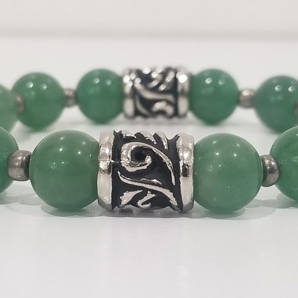 Feel Good™ - 8” Elastic Green Jade Fortunato Bracelet - Picture 2 of 7